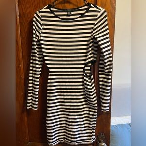 Striped bodycon cut out dress